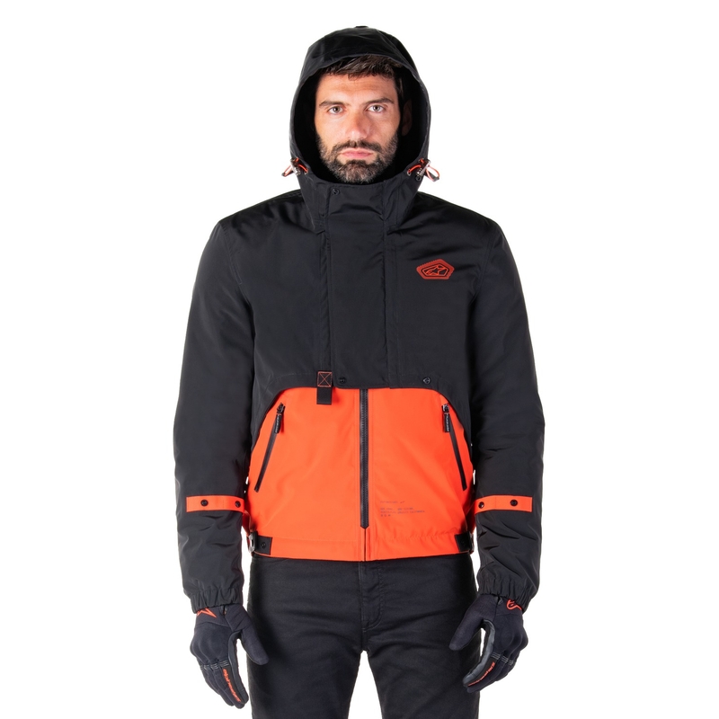 Giacca moto Alpinestars Mootant Waterproof Parka nero-arancio fluo