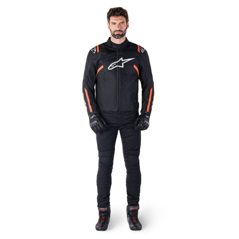 Giacca moto impermeabile Alpinestars T-SPS 2 nero-bianco-rosso fluo