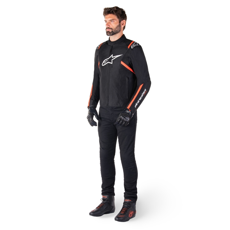 Giacca moto impermeabile Alpinestars T-SPS 2 nero-bianco-rosso fluo