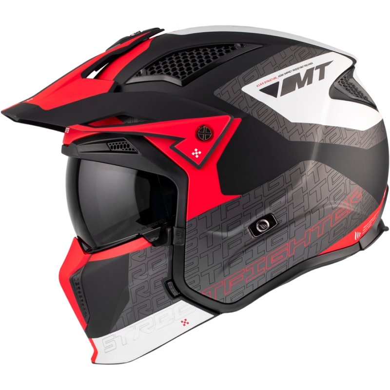 Casco aperto con maschera MT Streetfighter SV Totem B15 nero-grigio-bianco-rosso Saldi