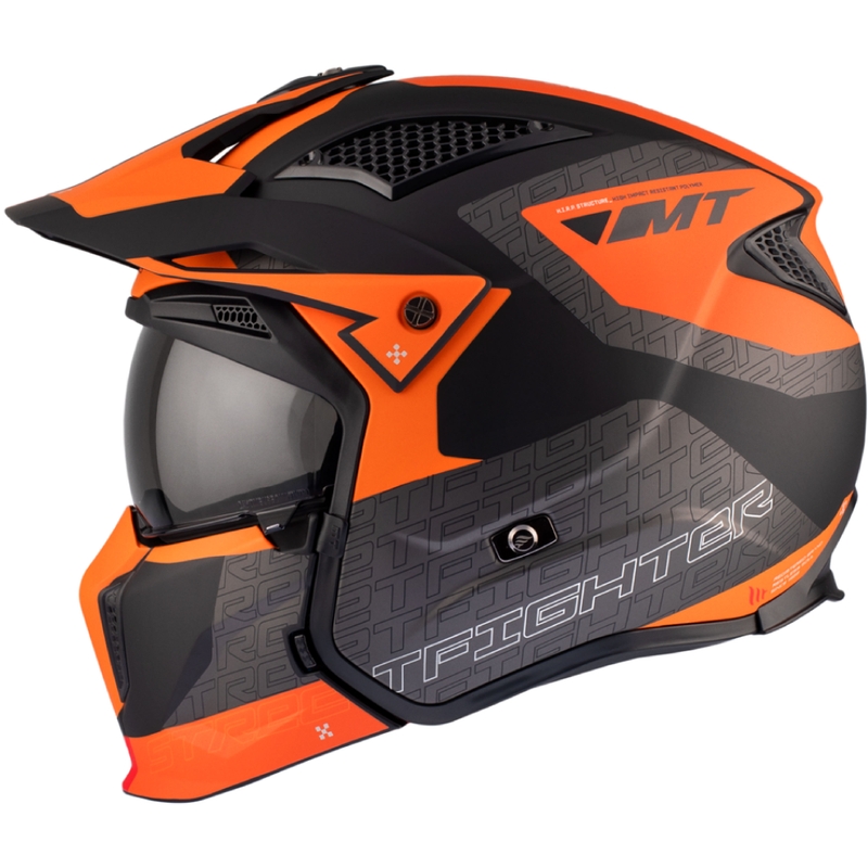 Casco aperto con maschera MT Streetfighter SV Totem B4 nero-grigio-arancio