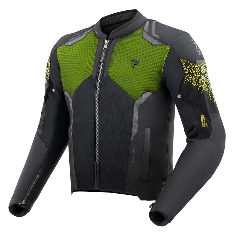 Giacca da motociclista Rebelhorn Jax nero-giallo fluo