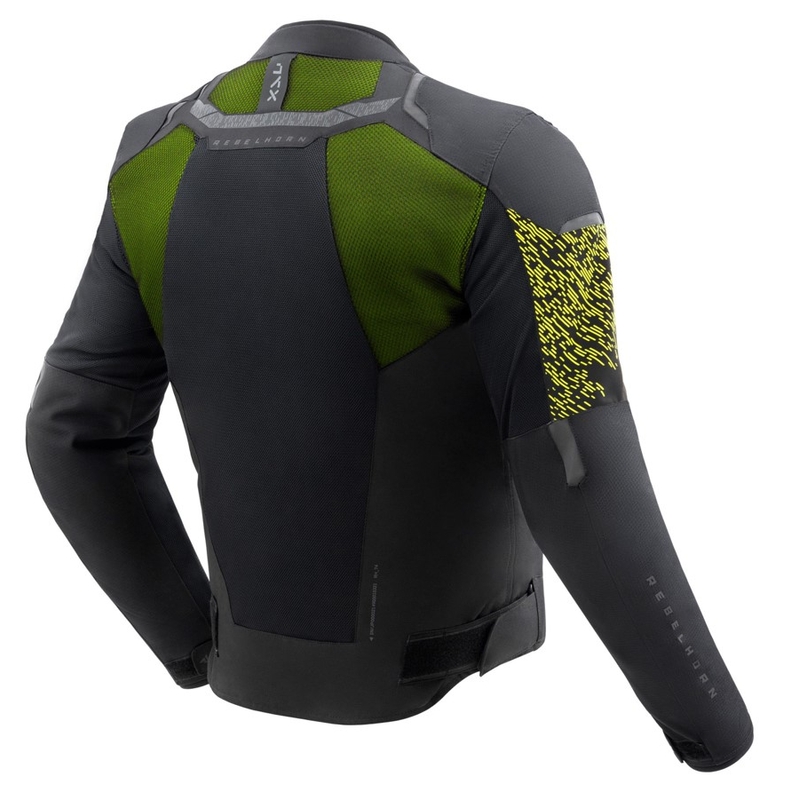 Giacca da motociclista Rebelhorn Jax nero-giallo fluo