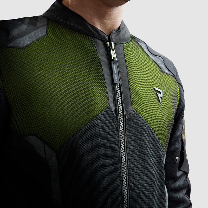 Giacca da motociclista Rebelhorn Jax nero-giallo fluo