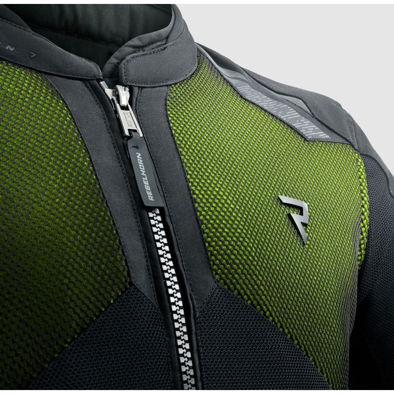 Giacca da motociclista Rebelhorn Jax nero-giallo fluo
