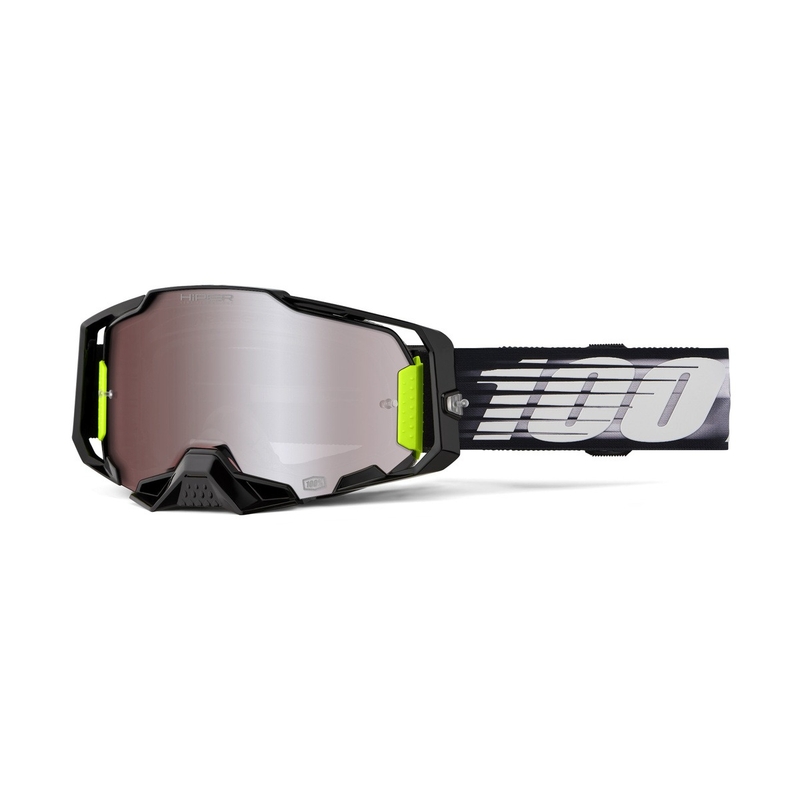 Occhiali motocross 100% ARMEGA Lightspeed con plexiglass HIPER argento