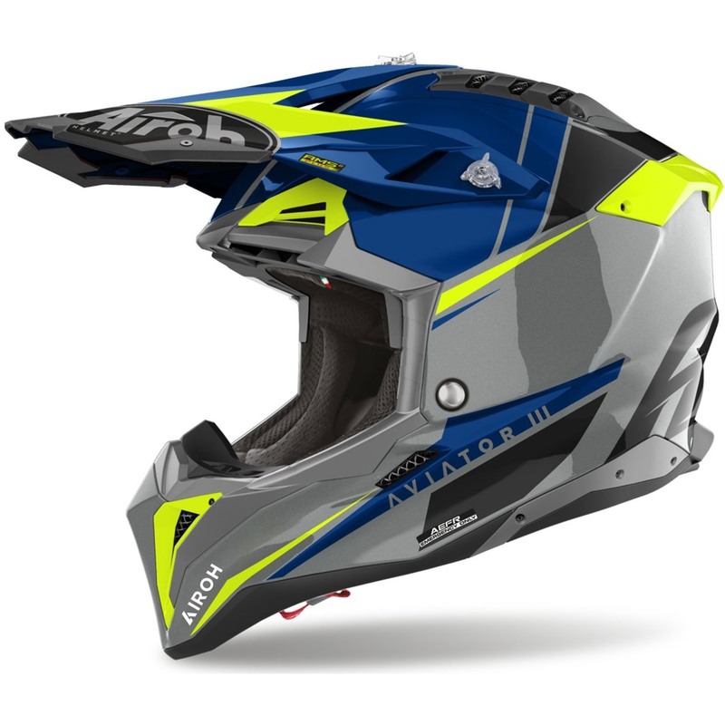 Casco motocross Airoh Aviator 3.0 Push blu