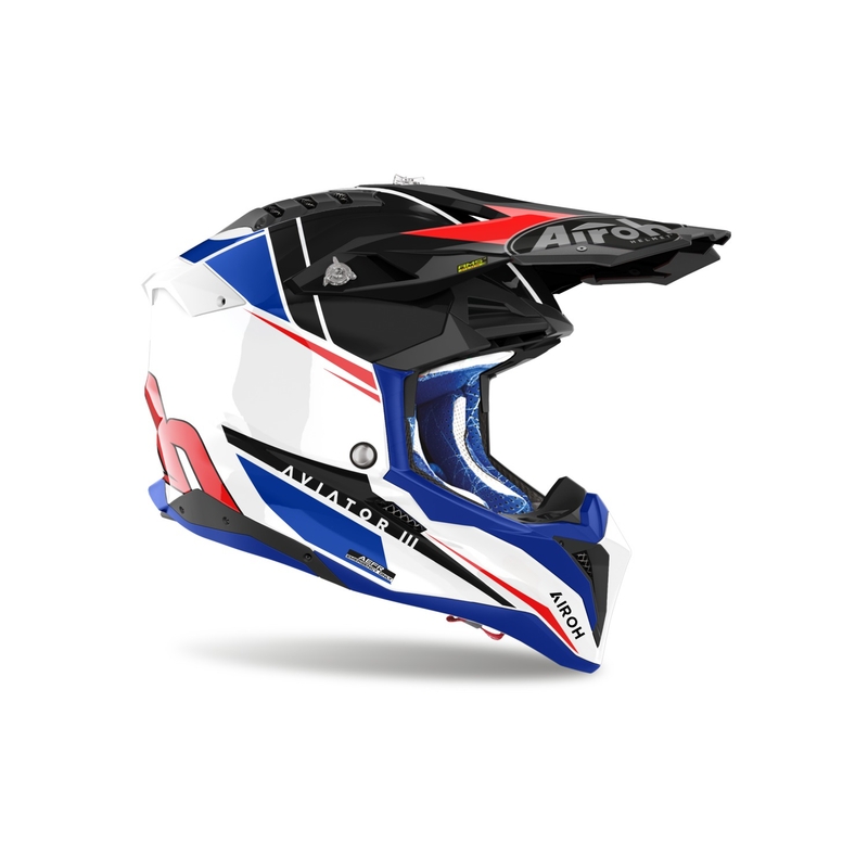 Casco motocross Airoh Aviator 3.0 Push blu-rosso