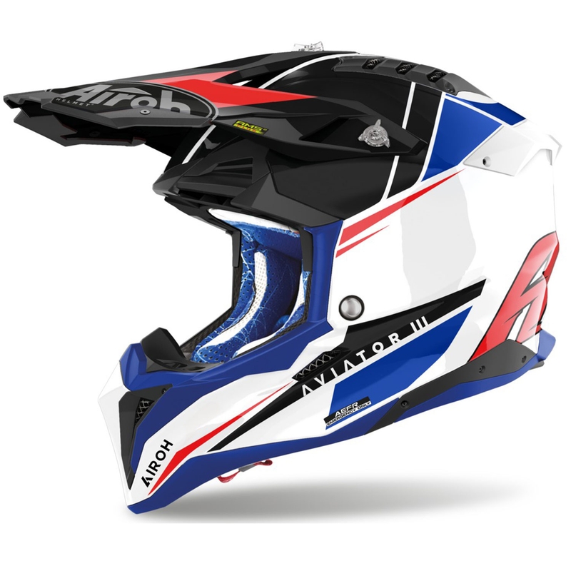 Casco motocross Airoh Aviator 3.0 Push blu-rosso