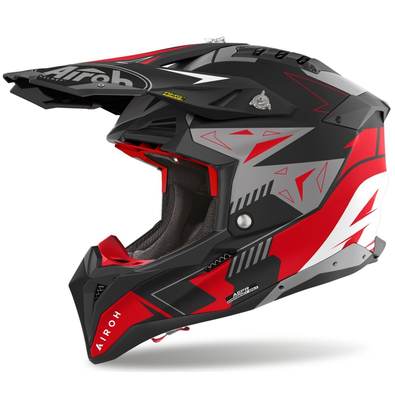 Casco motocross Airoh Aviator 3 Spin rosso opaco