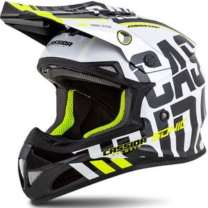 Cassida Cross Cup Sonic Motocross Casco nero-bianco-giallo fluo