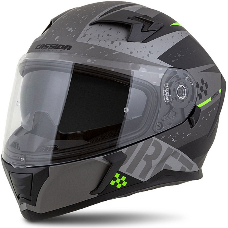 Casco moto integrale Cassida Integral 3.0 DRFT grigio-nero-verde opaco