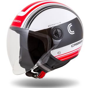 Casco moto aperto Cassida Handy Metropolis nero-bianco-rosso