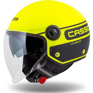 Casco moto aperto Cassida Handy Plus Linear giallo fluo-nero