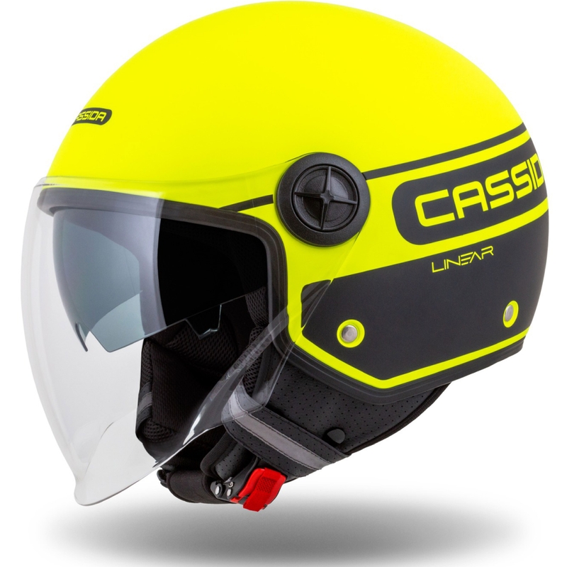 Casco moto aperto Cassida Handy Plus Linear giallo fluo-nero