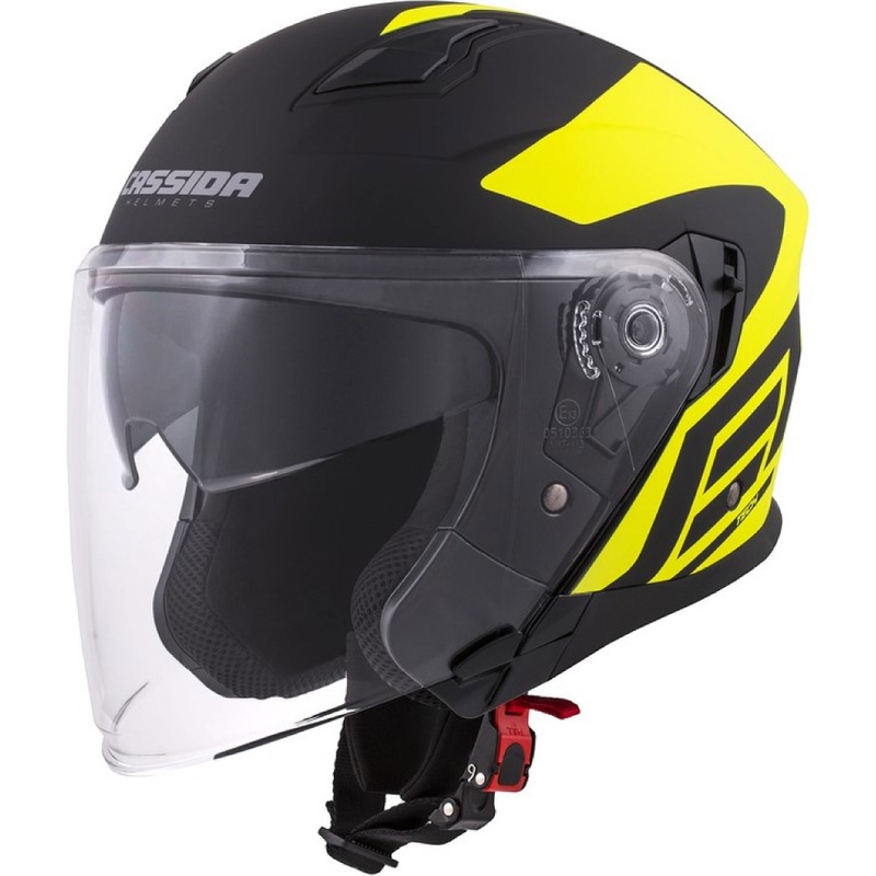 Casco moto aperto Cassida Jet Tech Corso nero-giallo fluo