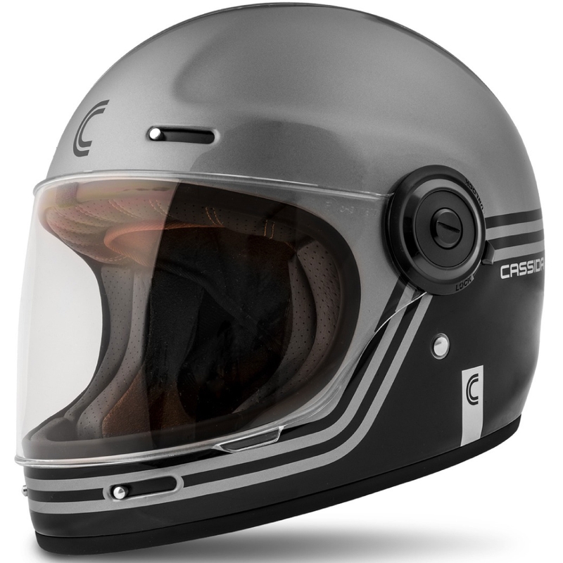 Casco moto Cassida Fibre Super Hooligan Integral nero-grigio