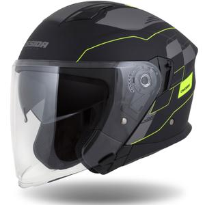 Casco moto aperto Cassida Jet Tech Roxor nero-grigio-giallo fluo opaco Saldi
