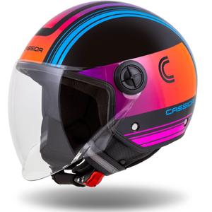 Casco moto aperto Cassida Handy Metropolis Nero-Turchese Gradiente