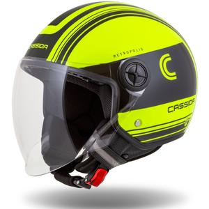 Casco moto aperto Cassida Handy Metropolis Safety giallo fluo-nero-riflettente grigio