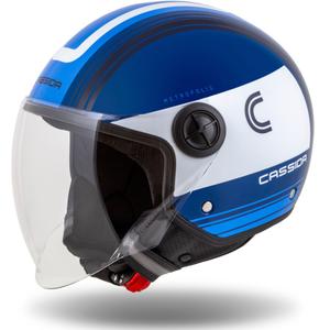 Casco moto aperto Cassida Handy Metropolis blu e bianco