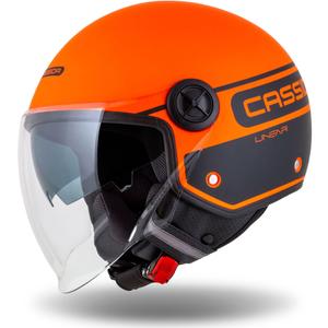 Casco moto aperto Cassida Handy Plus Linear arancio-nero
