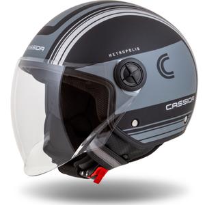 Casco moto aperto di sicurezza Cassida Handy Metropolis Nero-Grigio riflettente
