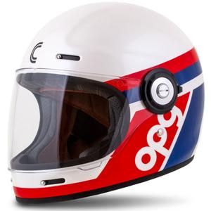 Casco moto integrale Cassida Fibre OPG bianco-blu-rosso