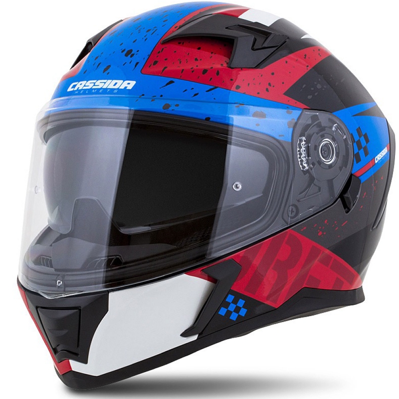 Casco moto integrale Cassida Integral 3.0 DRFT rosso-perla blu
