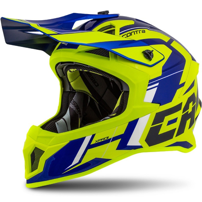 Casco da motocross Cassida Cross Pro II Contra giallo fluo-blu-bianco