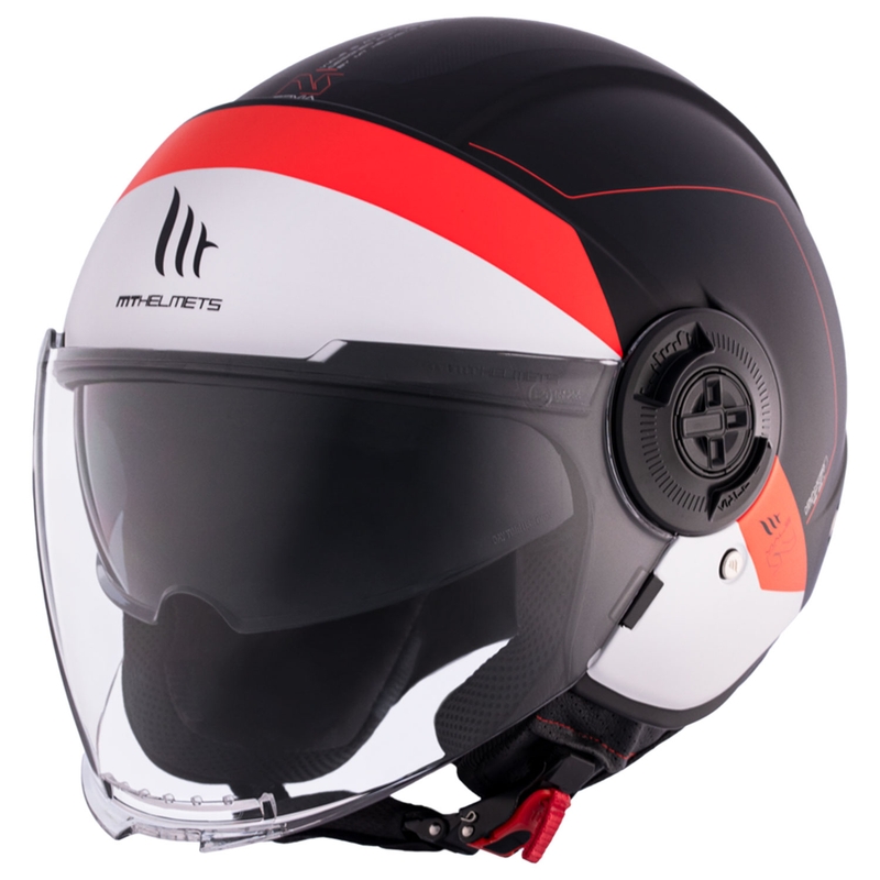 Casco moto aperto MT Viale SV S 68 Units A5 bianco-rosso-nero