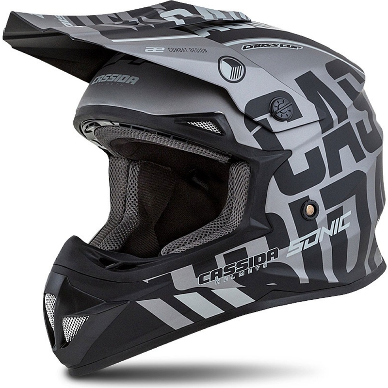 Casco da motocross per bambini Cassida Cross Cup Sonic Junior grigio opaco-nero