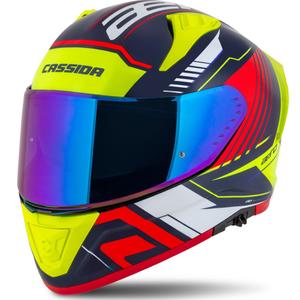 Casco moto integrale Cassida Aero Drome blu perla-giallo-arancio-rosso-bianco