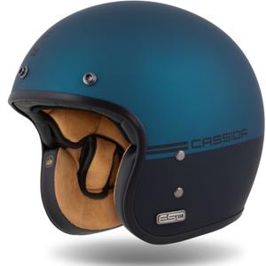Casco Open Face Cassida Eso Super Hooligan Nero Opaco-Blu Metallizzato