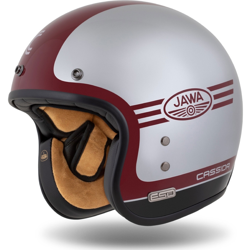 Casco aperto Cassida Eso Jawa Panel Rosso-Argento-Nero