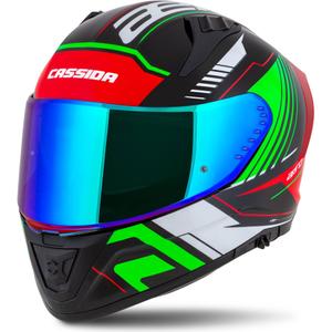 Casco moto integrale Cassida Aero Drome nero-rosso-verde-bianco