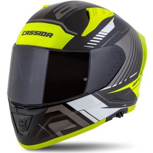 Casco moto integrale Cassida Aero Drome nero-giallo fluo-bianco-grigio