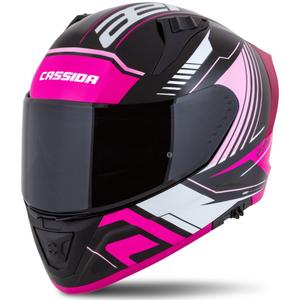 Casco moto integrale Cassida Aero Drome nero-rosa-bianco