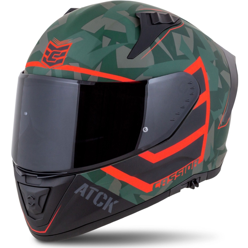 Casco moto integrale Cassida Aero ATCK camo verde-nero-grigio-arancio