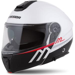 Cassida Modulo 2.1 Compass casco moto ribaltabile bianco perla-nero-rosso-argento