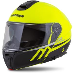Casco moto Cassida Modulo 2.1 Compass giallo fluo-nero-argento-rosso