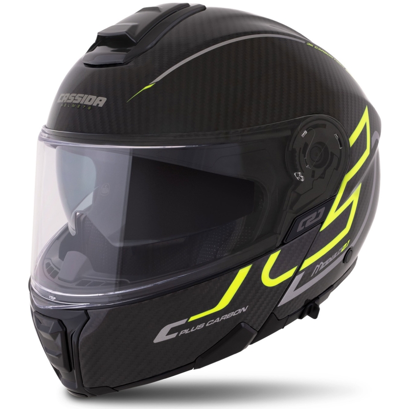 Casco Cassida Modulo 2.1 Plus Carbon giallo fluo-argento-nero