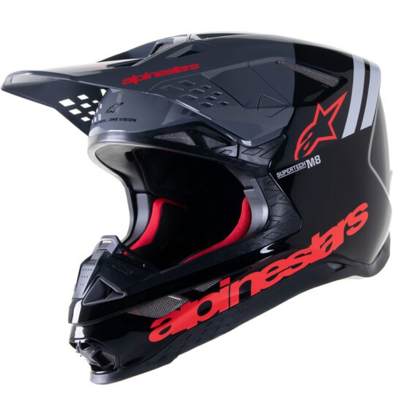 Casco motocross Alpinestars Supertech S-M8 Radium 2 nero-grigio-rosso