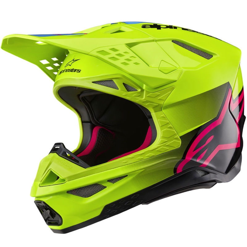 Casco da motocross Alpinestars Supertech S-M10 Unite giallo fluo-nero-rosa