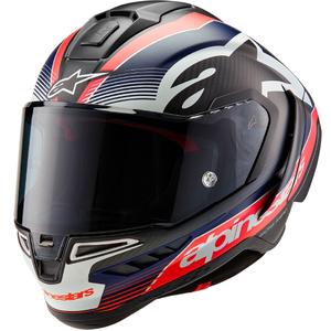 Alpinestars Supertech R-10 Team 2024 carbonio fluo rosso-blu-bianco opaco casco moto integrale
