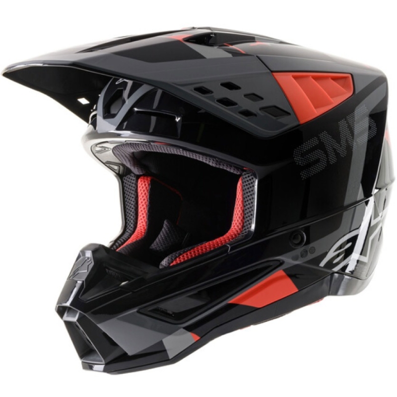 Alpinestars S-M5 Rover casco da motocross antracite-rosso fluo-grigio maschera