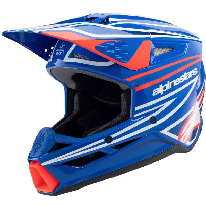 Casco da motocross per bambini Alpinestars S-M3 WURX blu-rosso-bianco-nero