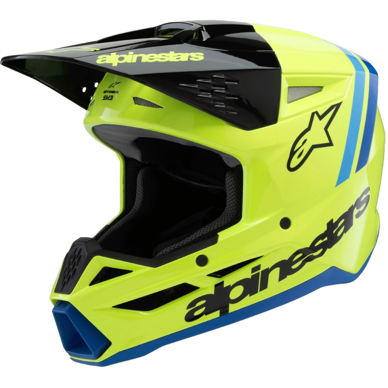 Casco da motocross per bambini Alpinestars S-M3 RADIUM giallo fluo-nero-blu