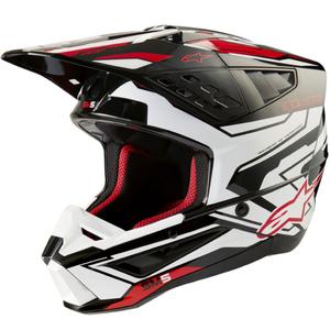 Alpinestars S-M5 Action 2 Casco da motocross nero-bianco-rosso fluo