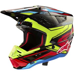 Casco da motocross Alpinestars S-M5 Action 2 giallo fluo-rosso fluo
